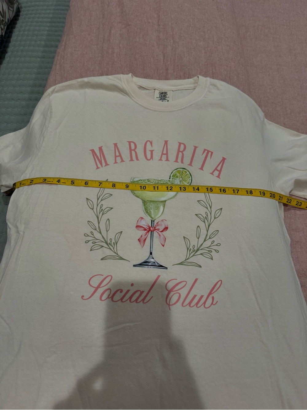 Comfort Colors Cream Margarita Social Club Graphic Tee with Pink and Green - Picture 5 of 8